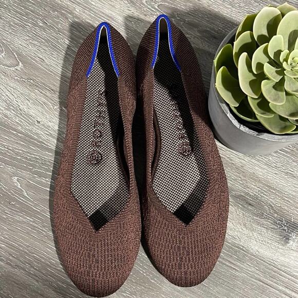 Rothys round truffle python size 8 brown flat shoes - Picture 4 of 16